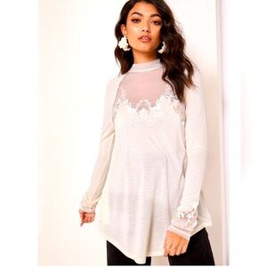 Free People cream Saheli high neck blouse